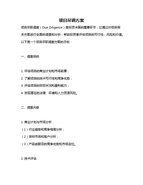 项目尽调方案