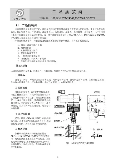 山东天成二通插装阀样本