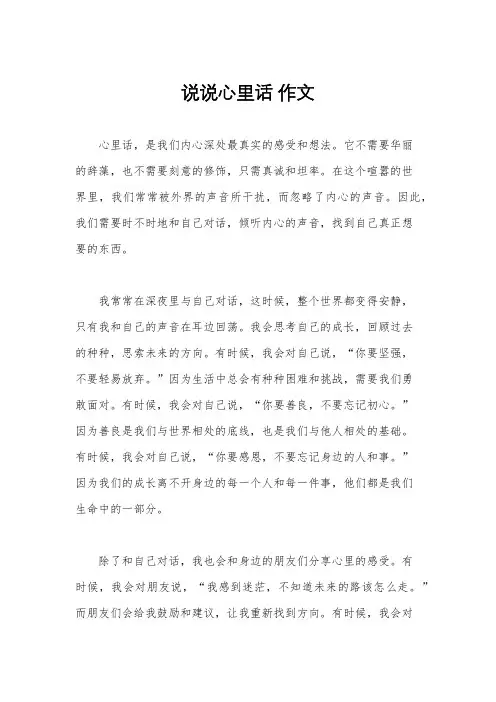 说说心里话 作文