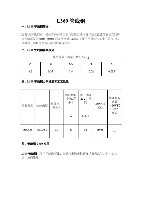 L360管线钢化学成分丨L360管线钢力学性能