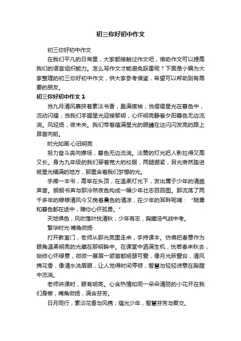 初三你好初中作文