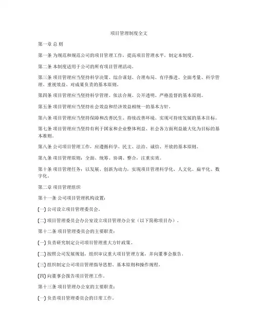 项目管理制度全文