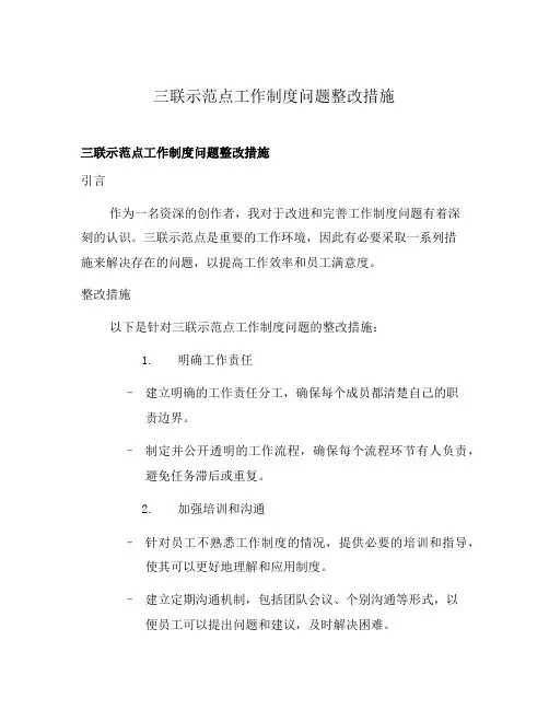 三联示范点工作制度问题整改措施