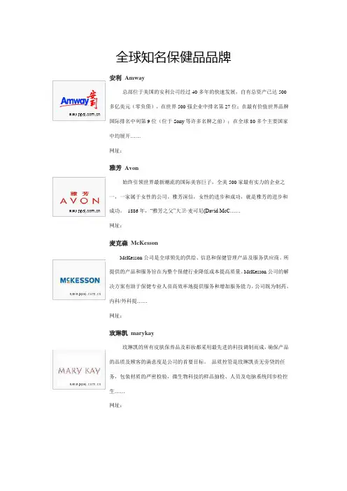全球知名保健品品牌