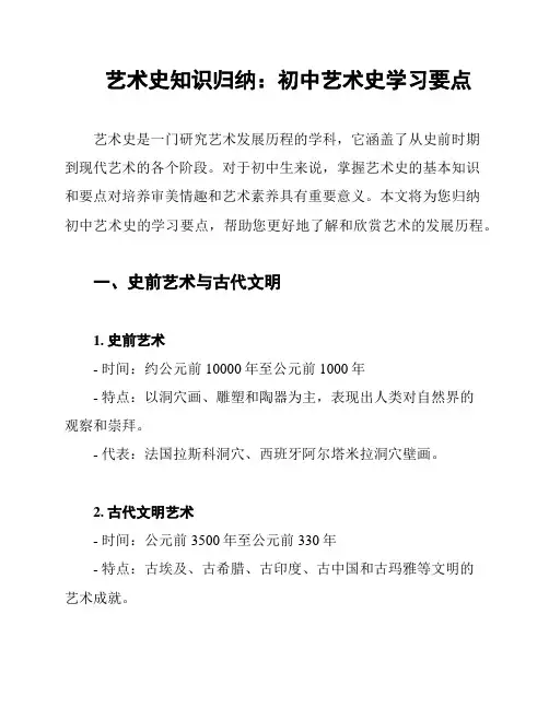 艺术史知识归纳：初中艺术史学习要点