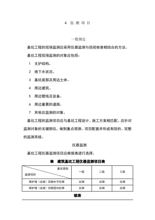 建筑基坑工程监测技术规范