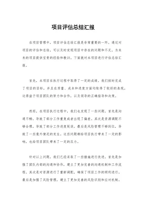 项目评估总结汇报