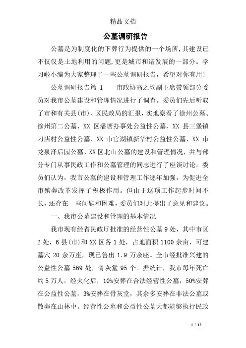 公墓调研报告