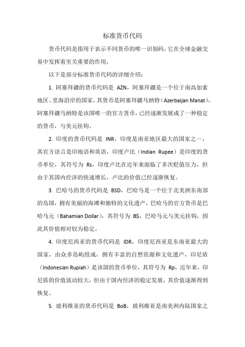 标准货币代码