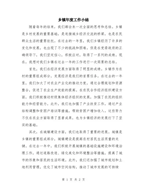 乡镇年度工作小结