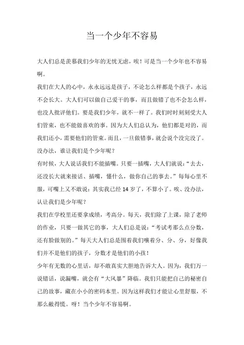 初二叙事当一个少年不容易