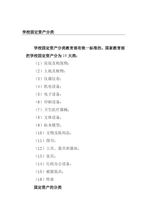 学校固定资产分类