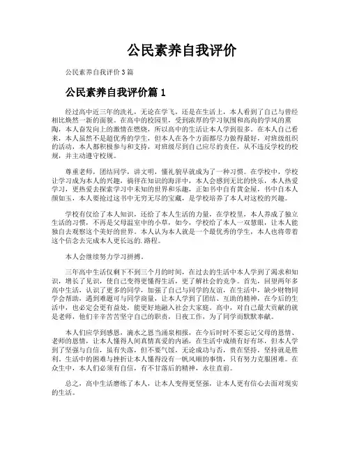 公民素养自我评价