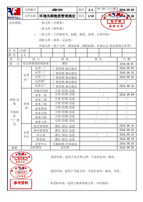 AEM-303环境关联物质管理规定2.2