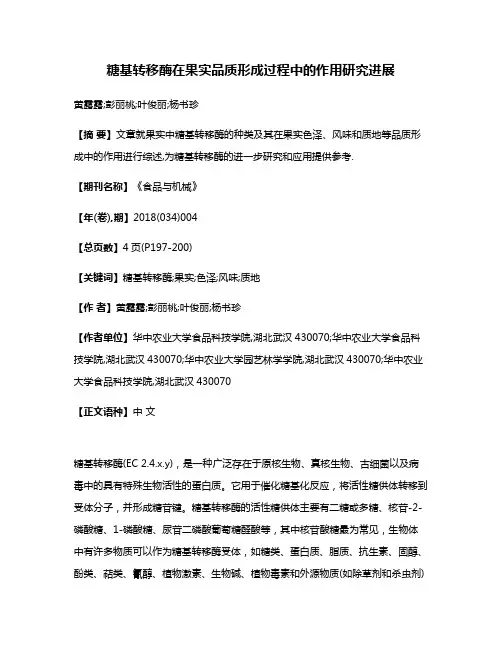 糖基转移酶在果实品质形成过程中的作用研究进展