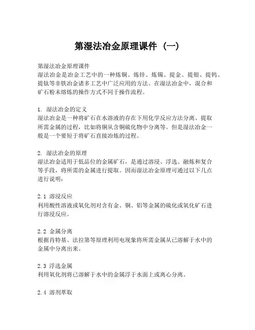 第湿法冶金原理课件 (一)