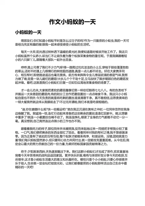 作文小蚂蚁的一天