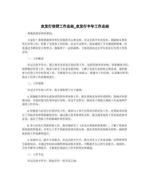 农发行信贷工作总结_农发行半年工作总结