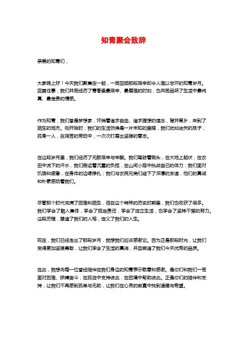 知青聚会致辞