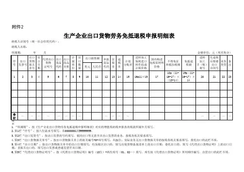 生产企业出口货物劳务免抵退税申报明细表