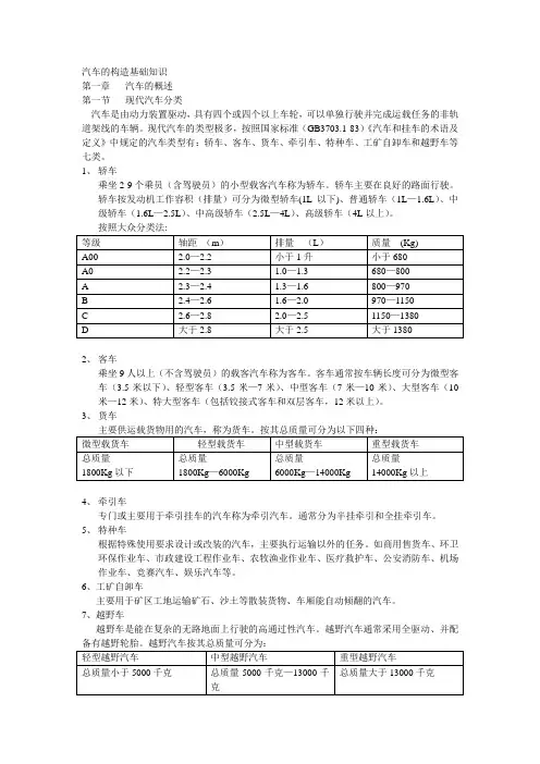 1汽车的构造基础知识