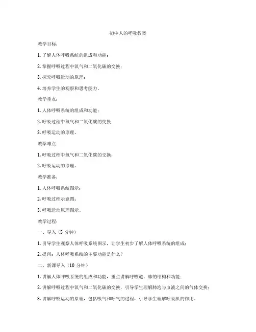 初中人的呼吸教案