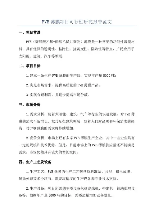 PVB薄膜项目可行性研究报告范文