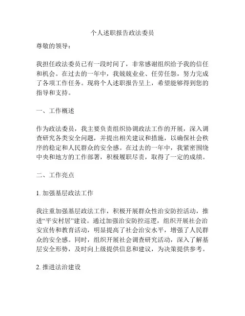 个人述职报告政法委员