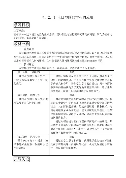 直线与圆的方程的应用