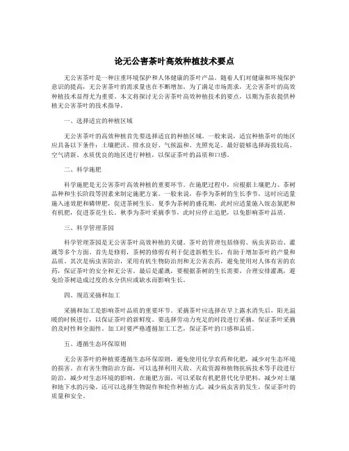 论无公害茶叶高效种植技术要点