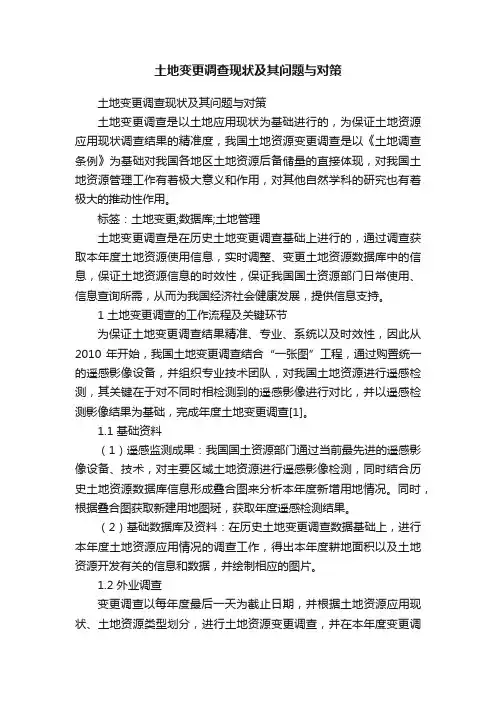 土地变更调查现状及其问题与对策