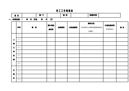 员工工作周报表