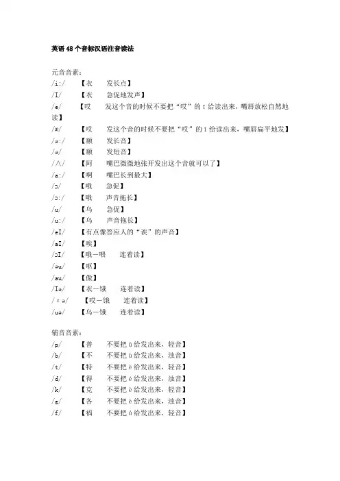 英语48音标汉语注音读法