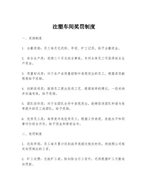 注塑车间奖罚制度
