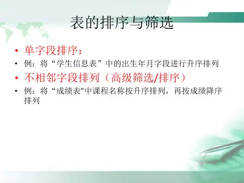 ACCESS数据库学习课件 第3课 表的排序与筛选