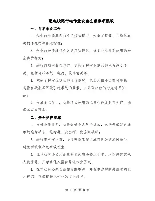 配电线路带电作业安全注意事项模版