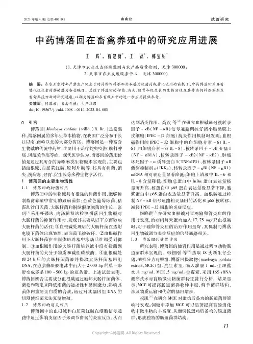 211127525_中药博落回在畜禽养殖中的研究应用进展