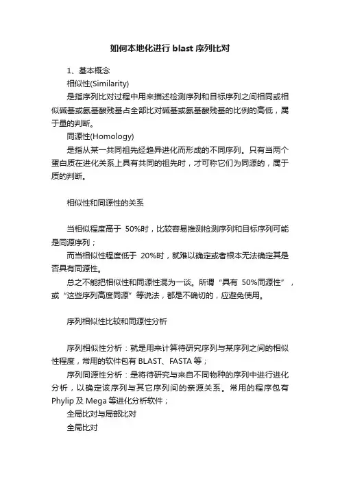 如何本地化进行blast序列比对