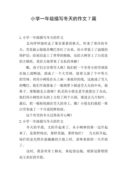 小学一年级描写冬天的作文7篇