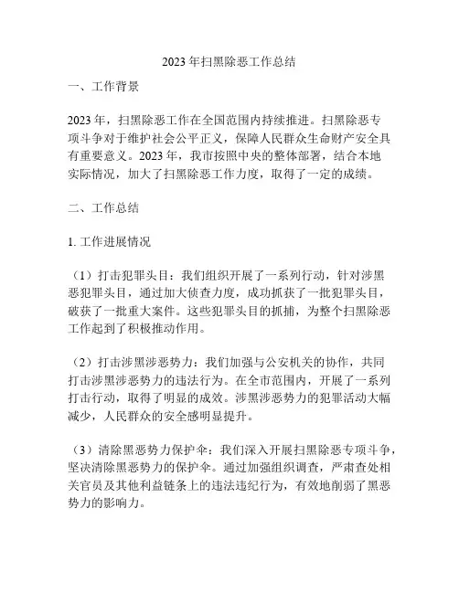 2023年扫黑除恶工作总结