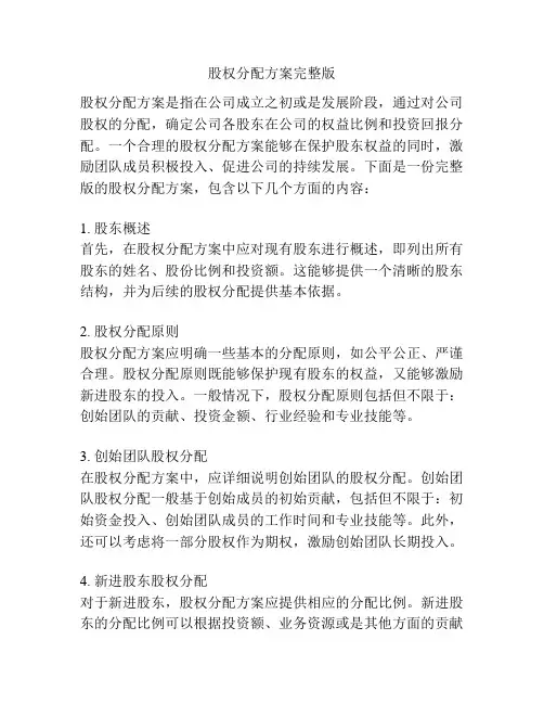 股权分配方案完整版