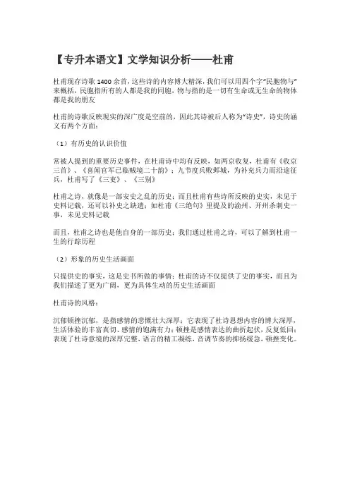 专生本杜甫文学常识