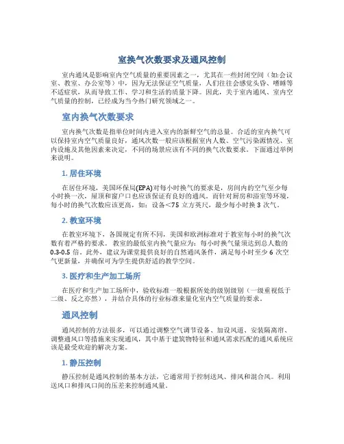 室换气次数要求及通风控制
