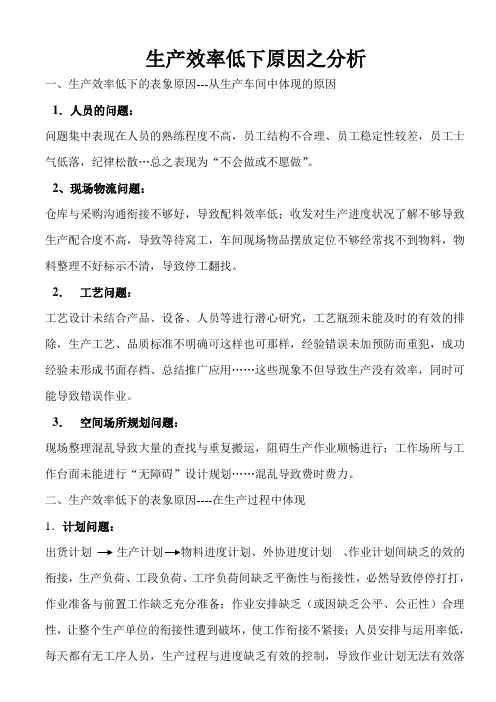 生产效率低下原因