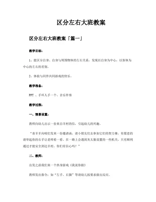 区分左右大班教案