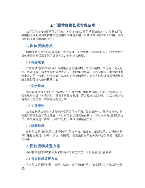 工厂固体废物处置方案范本