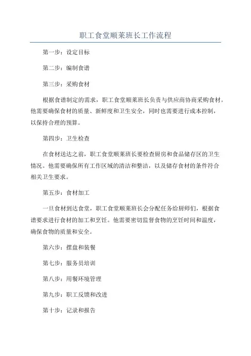 职工食堂顺莱班长工作流程