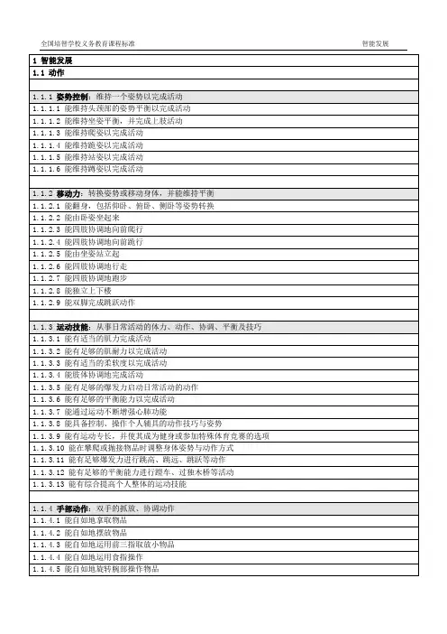 全国培智学校义务教育课程标准智能发展领域(实验稿)