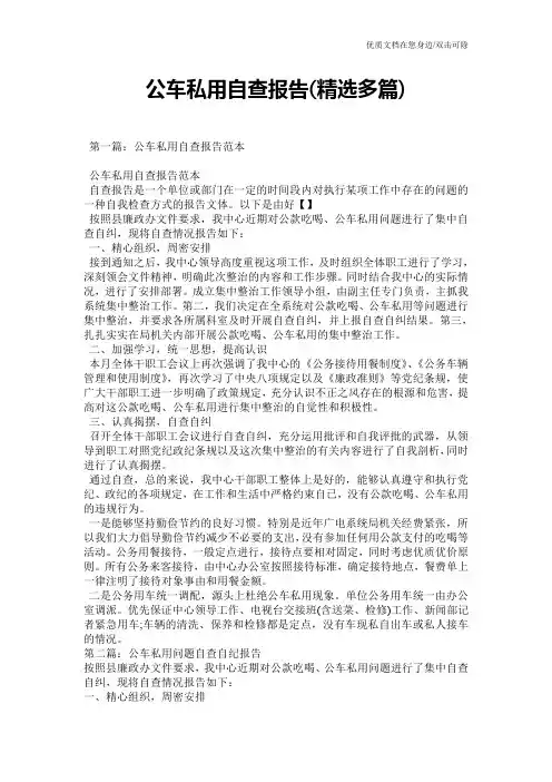 公车私用自查报告(精选多篇)