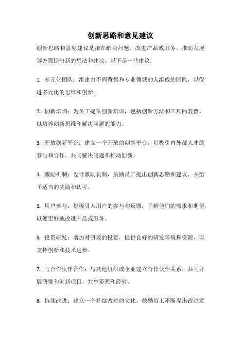 创新思路和意见建议
